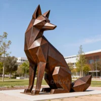 Corten Steel Metal Fox Statue For Garden