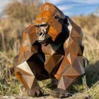Corten Steel Metal Gorilla Sculpture
