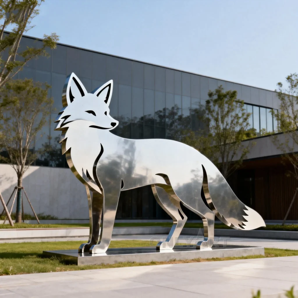 Decor Metal Silhouette Fox Sculpture