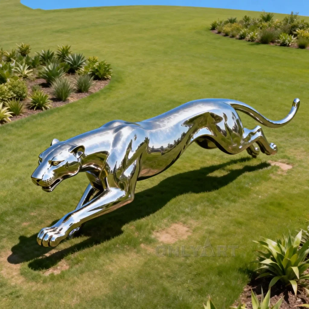 Garden Metal Large Leopard Statue