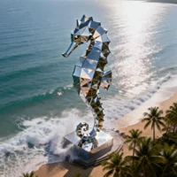 Geometric Large Seahorse Sculpture