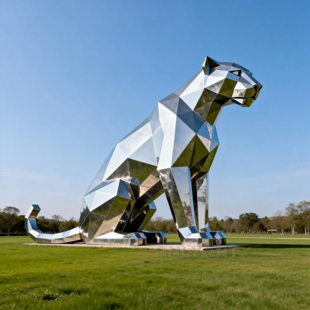 Geometric Leopard Garden Statue