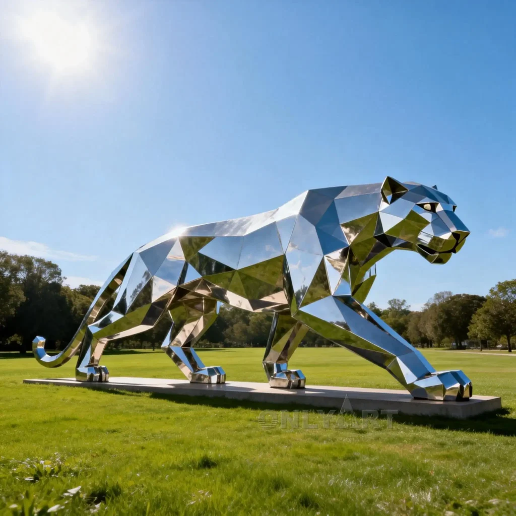 Geometric Leopard Sculpture