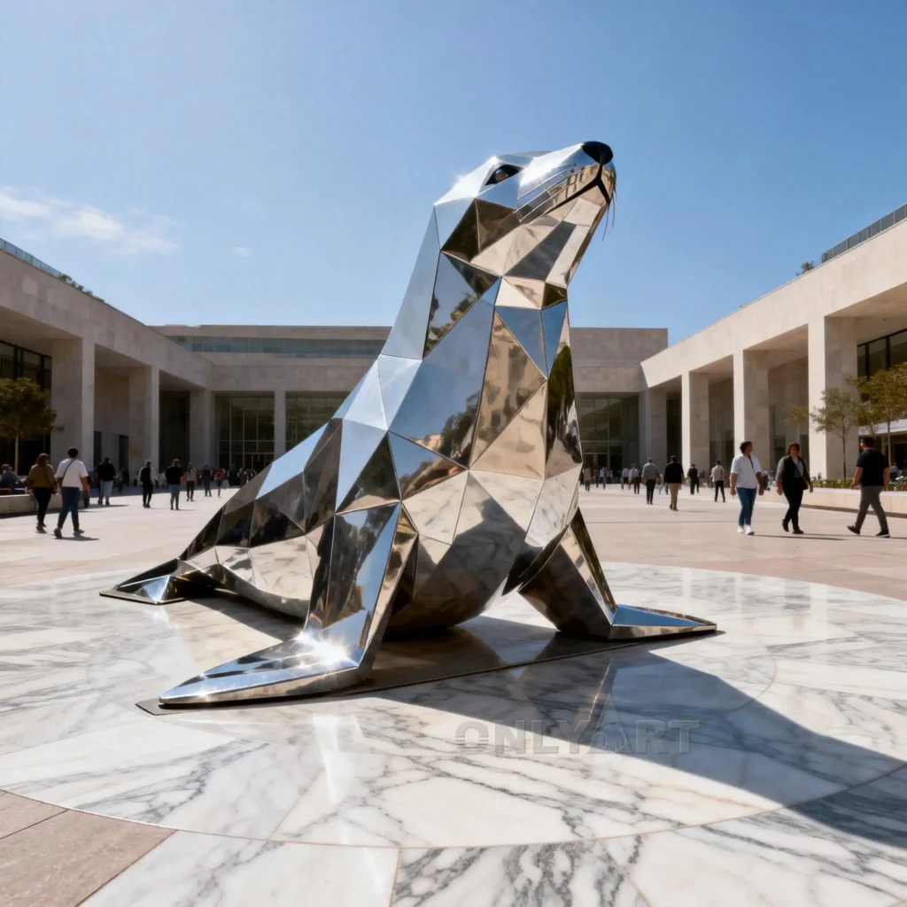 Geometric Life Size Seal Sculpture
