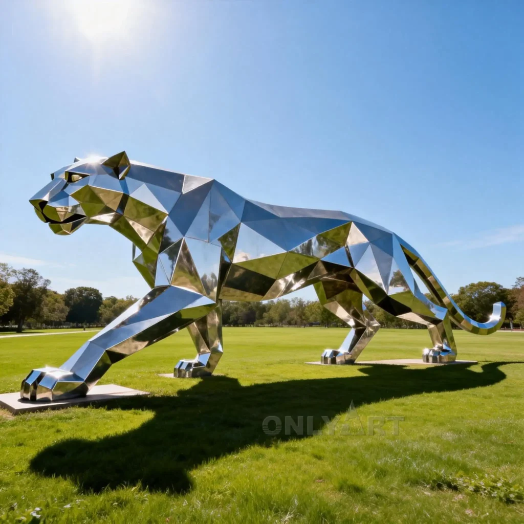 Geometric Metal Leopard Garden Ornament