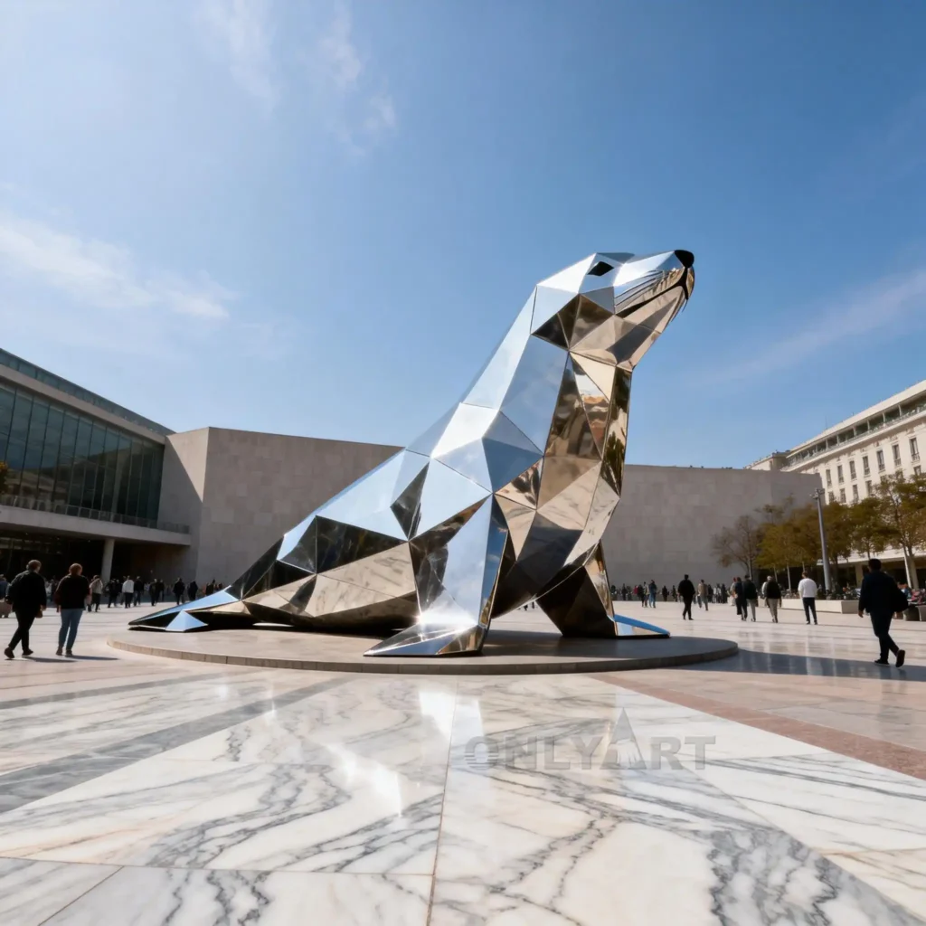 Large Geometric Seal Sculpture