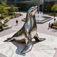 Large Metal Harbor Seal Statue