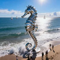 Large Metal Seahorse Garden Statue