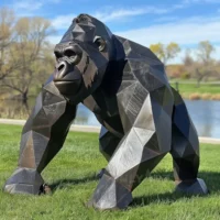 Metal Black Gorilla Lawn Statue