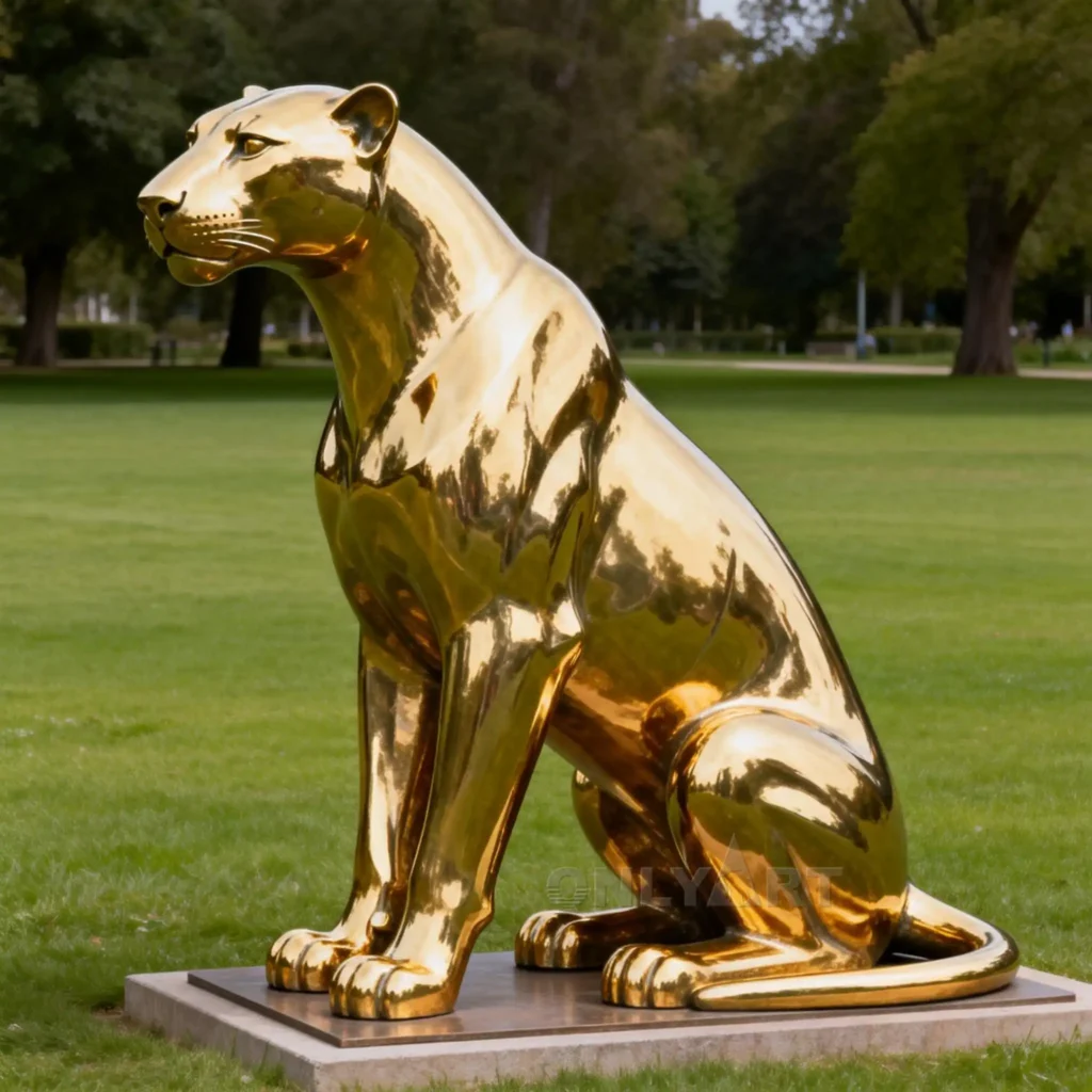 Metal Gold Leopard Ornament