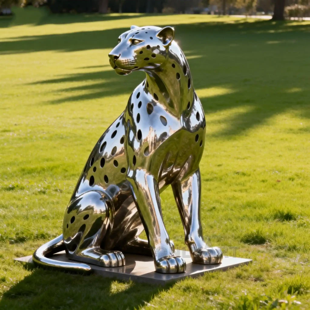 Metal Large Cheetah Sculpture
