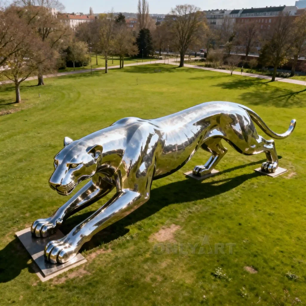 Metal Life Size Leopard Statue