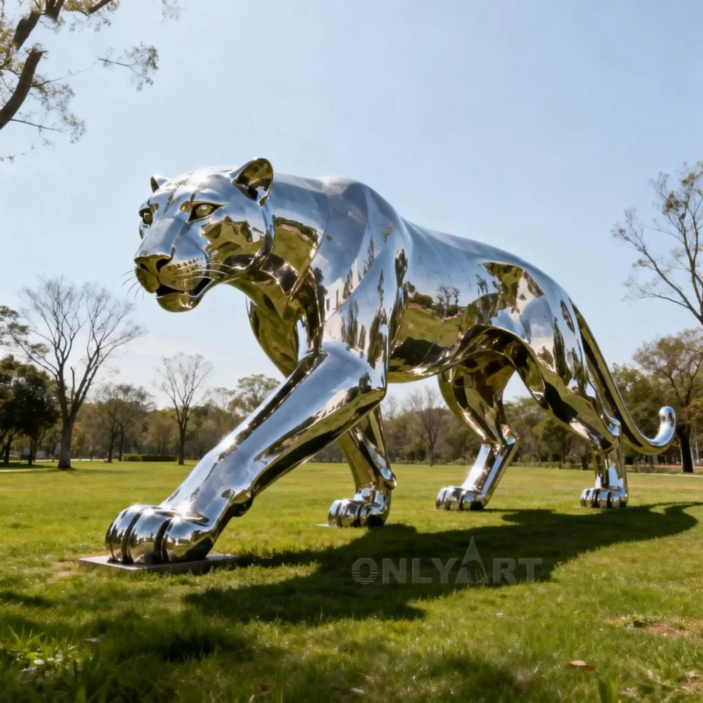 Metal Vintage Leopard Statue