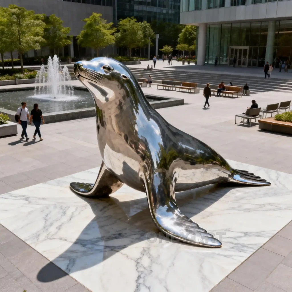 Mirror Seal Garden Sculpture