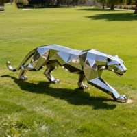 Outdoor Geometric Cheetah Garden Statue