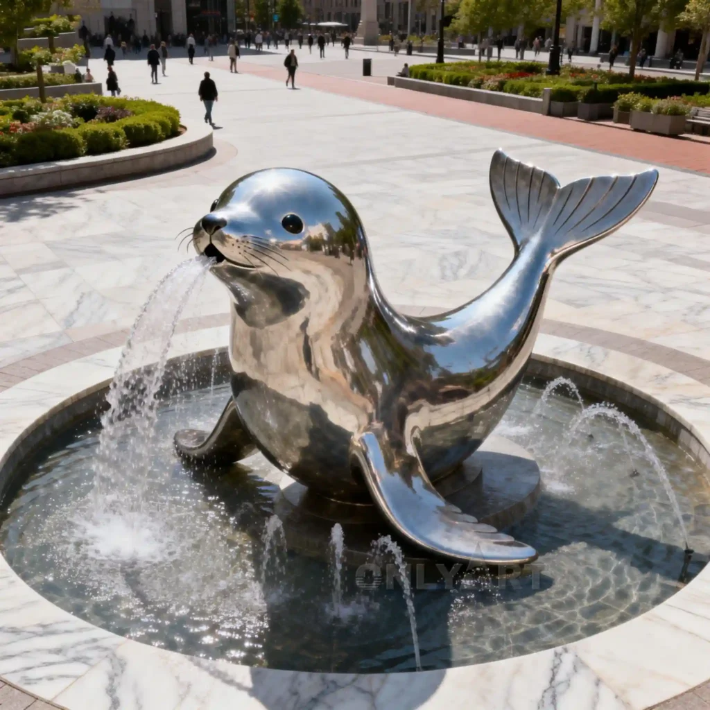 Outdoor Metal Seal Fountain