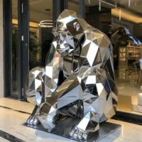 Stainless Steel Geometric Gorilla Sculpture