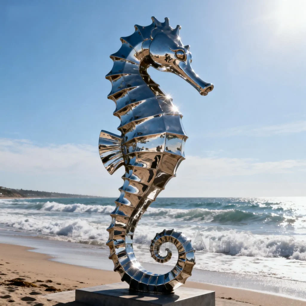 Stainless Steel Metal Seahorse Statue