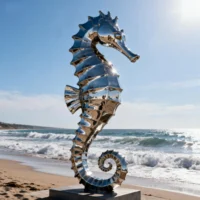 Stainless Steel Metal Seahorse Statue