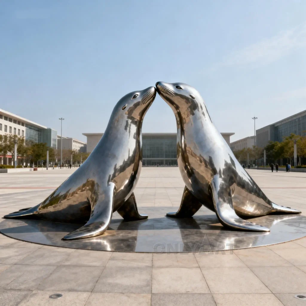 Stainless Steel Metal Seal Statue