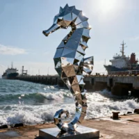 Stainless Steel Outdoor Seahorse Statue
