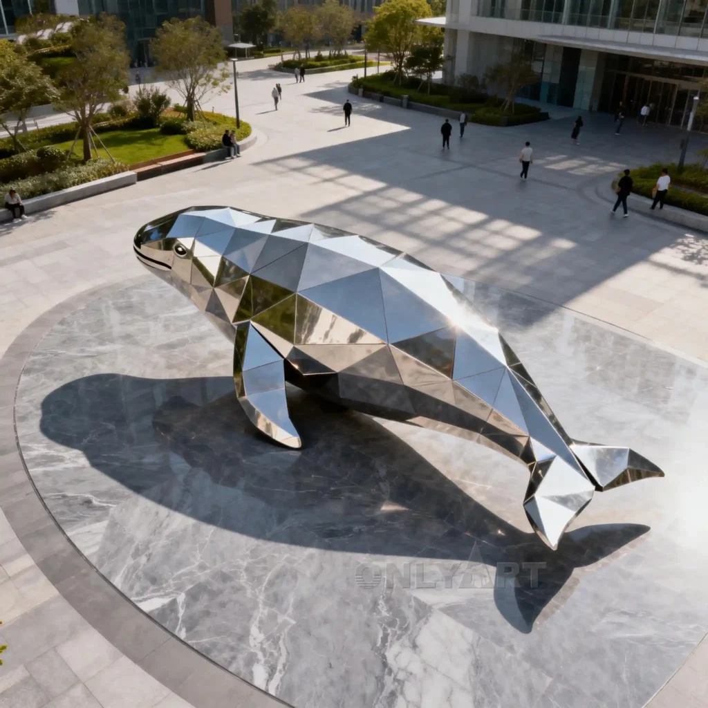 Abstract Geometric Manatee Sculpture