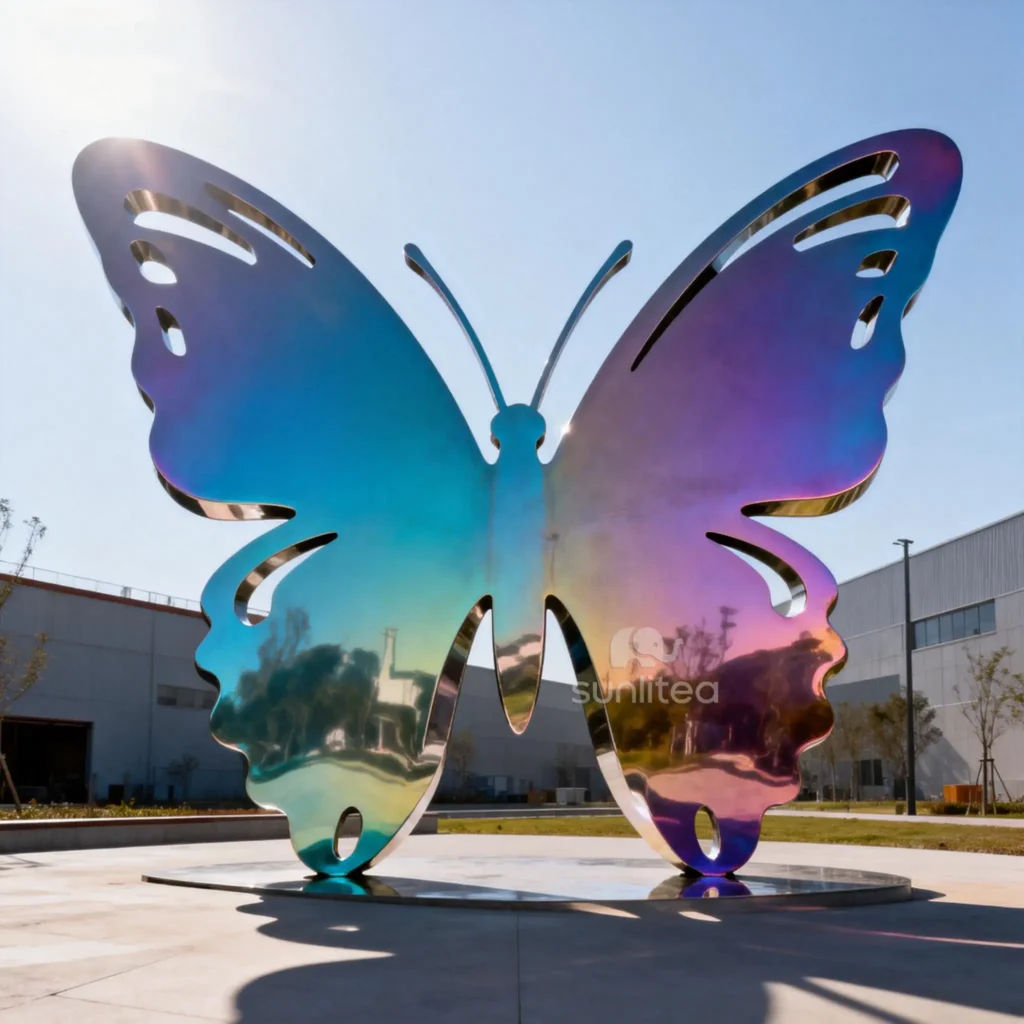 Colorful Metal Butterfly Outdoor Statue