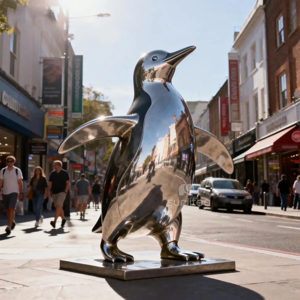Custom Metal Adult Penguin Sculpture