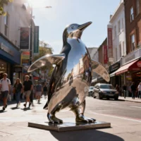 Custom Metal Adult Penguin Sculpture