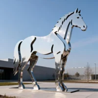 Garden Mirror Steel Running Horse Silhouette Sculpture