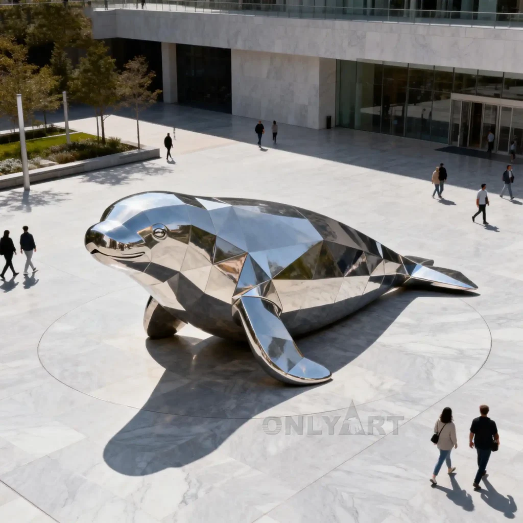 Geometric Manatee Statue For Sale