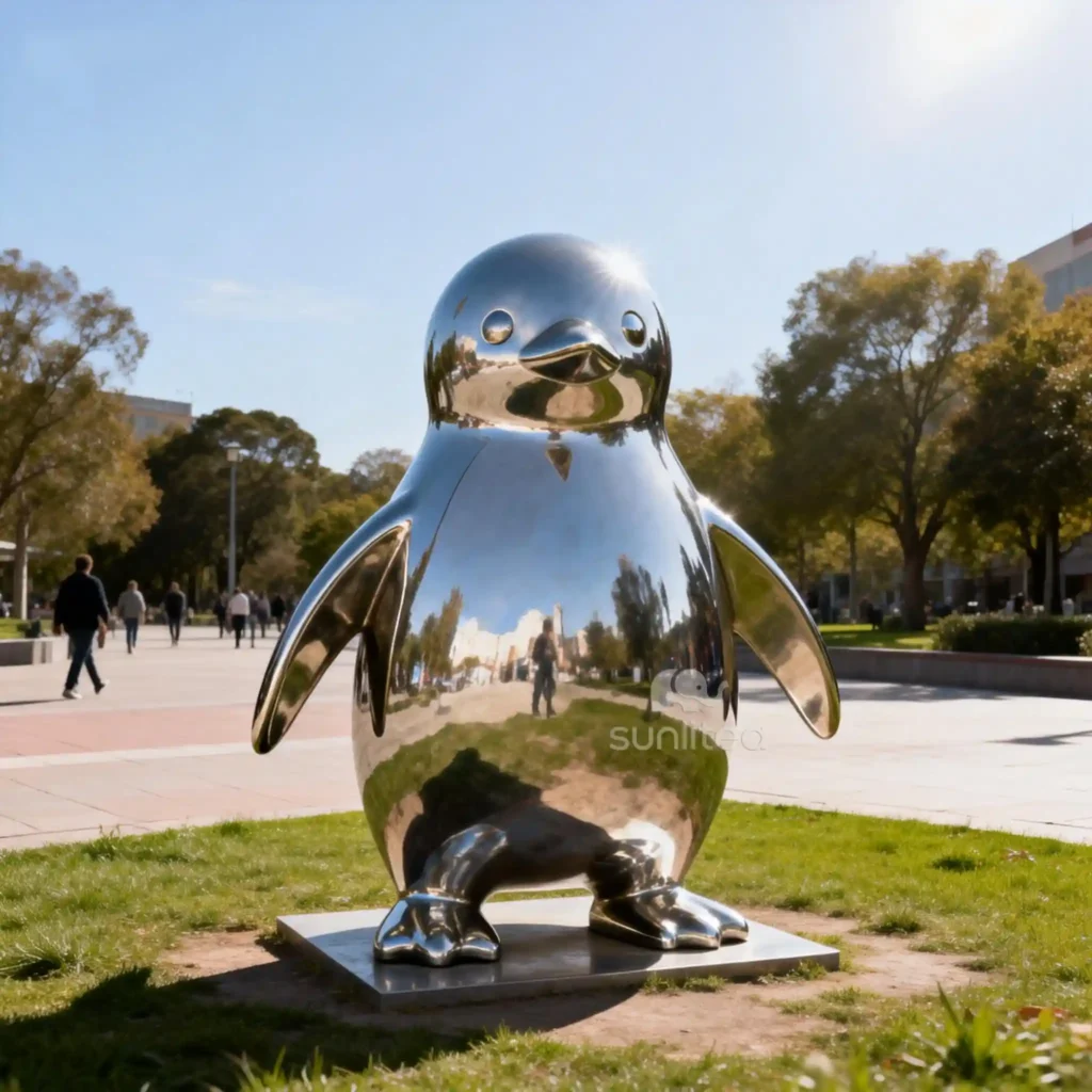 Large Baby Metal Penguin Garden Ornament