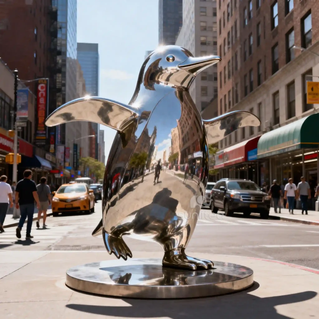 Metal Big Penguin Statue