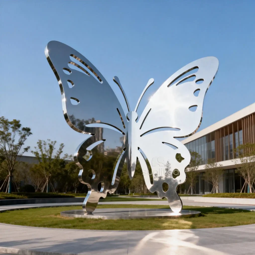 Metal Butterfly Outdoor Statue