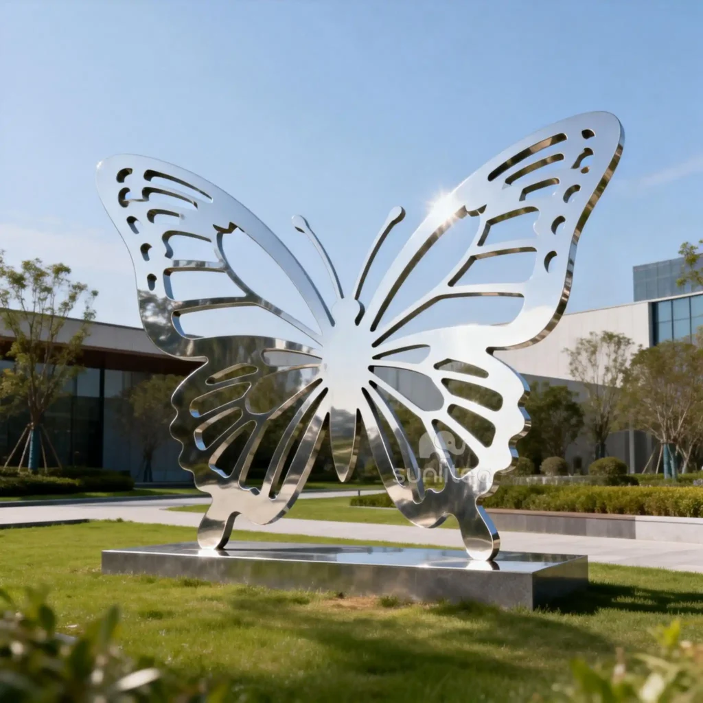 Metal Butterfly Silhouette Sculpture