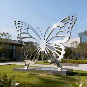 Metal Butterfly Silhouette Sculpture