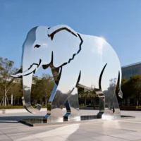 Metal Elephant Silhouette Sculpture