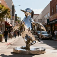 Metal Garden Dancing Penguin Sculpture