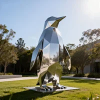 Metal Geometric Penguin Garden Statue