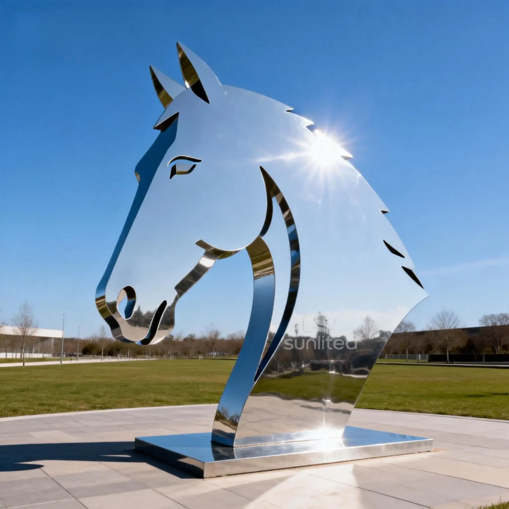 Metal Horse Silhouette Head Statue