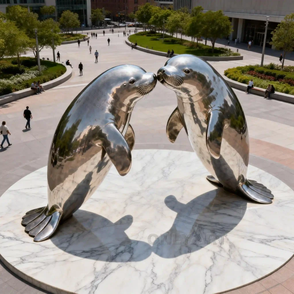 Metal Large Manatee Sculpture