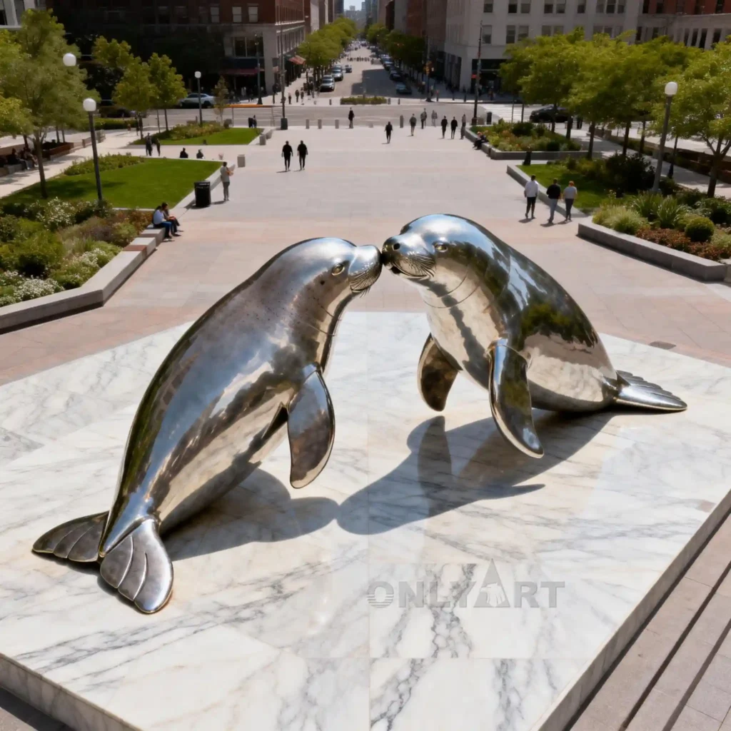 Metal Manatee Statue Outdoor