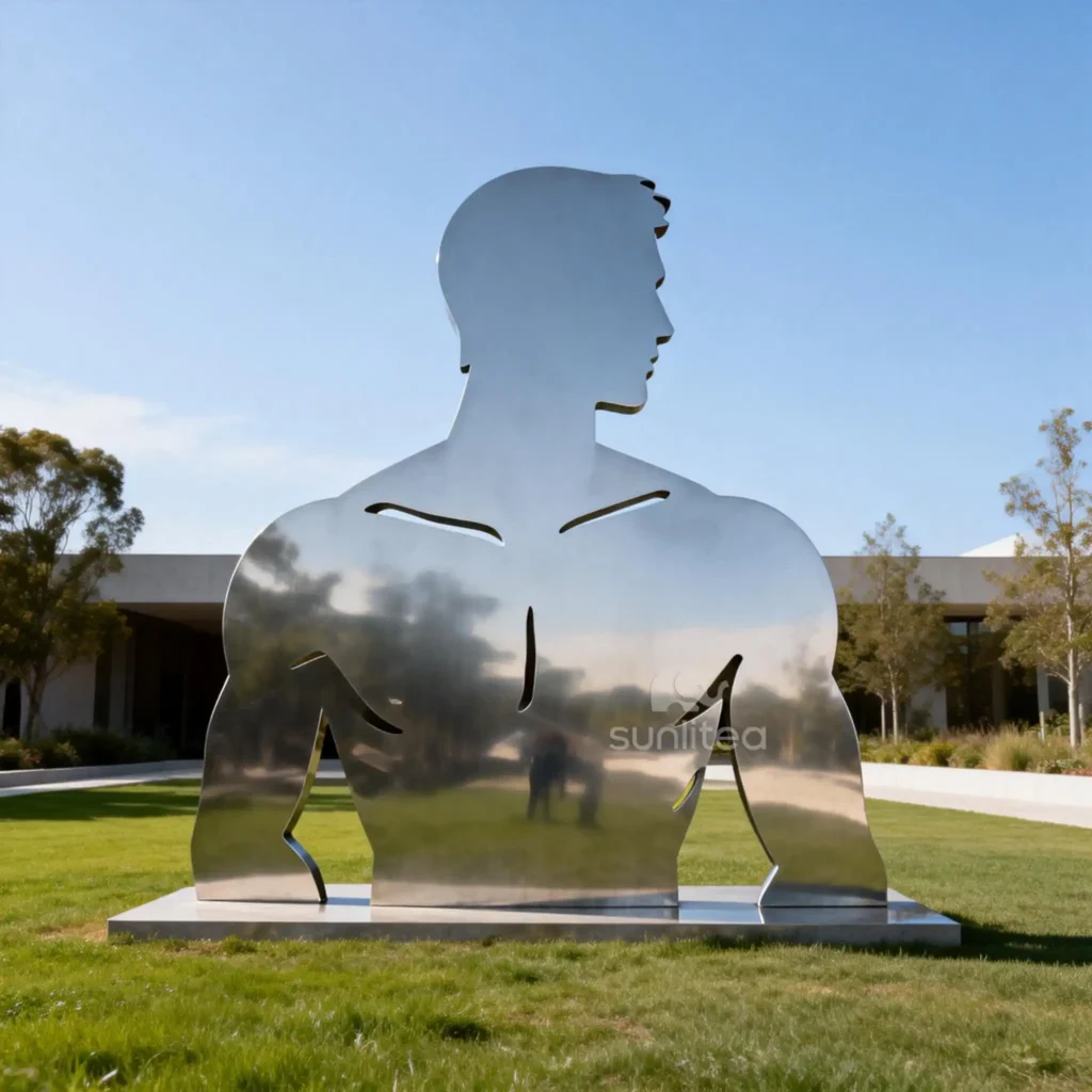 Metal Mirror Man Bust Silhouette Sculpture