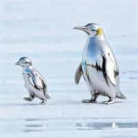 Metal Pair Of Penguin Garden Ornaments