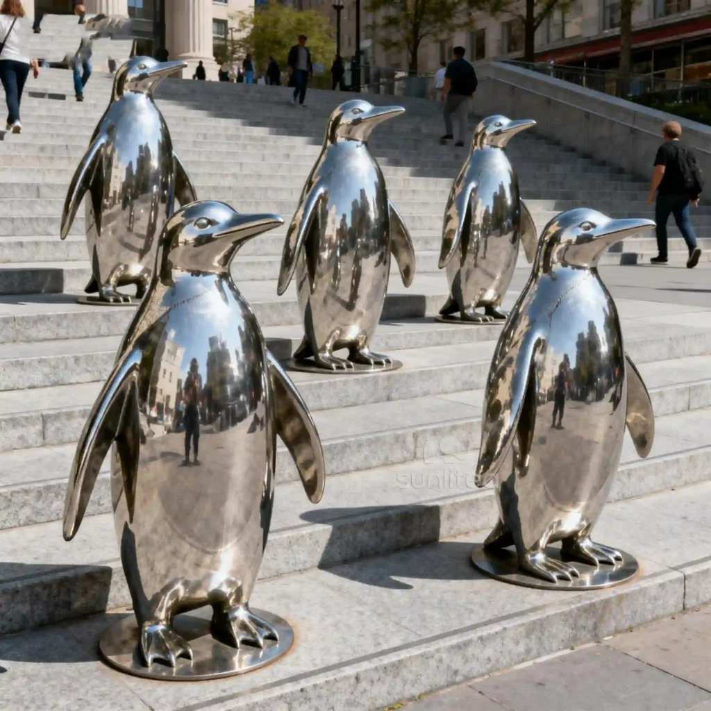 Metal Penguin Statue For Sale