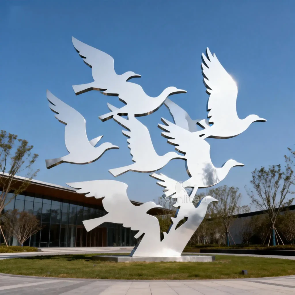 Metal Silhouette of Bird Sculpture