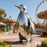 Mirror Metal Large Penguin Statue