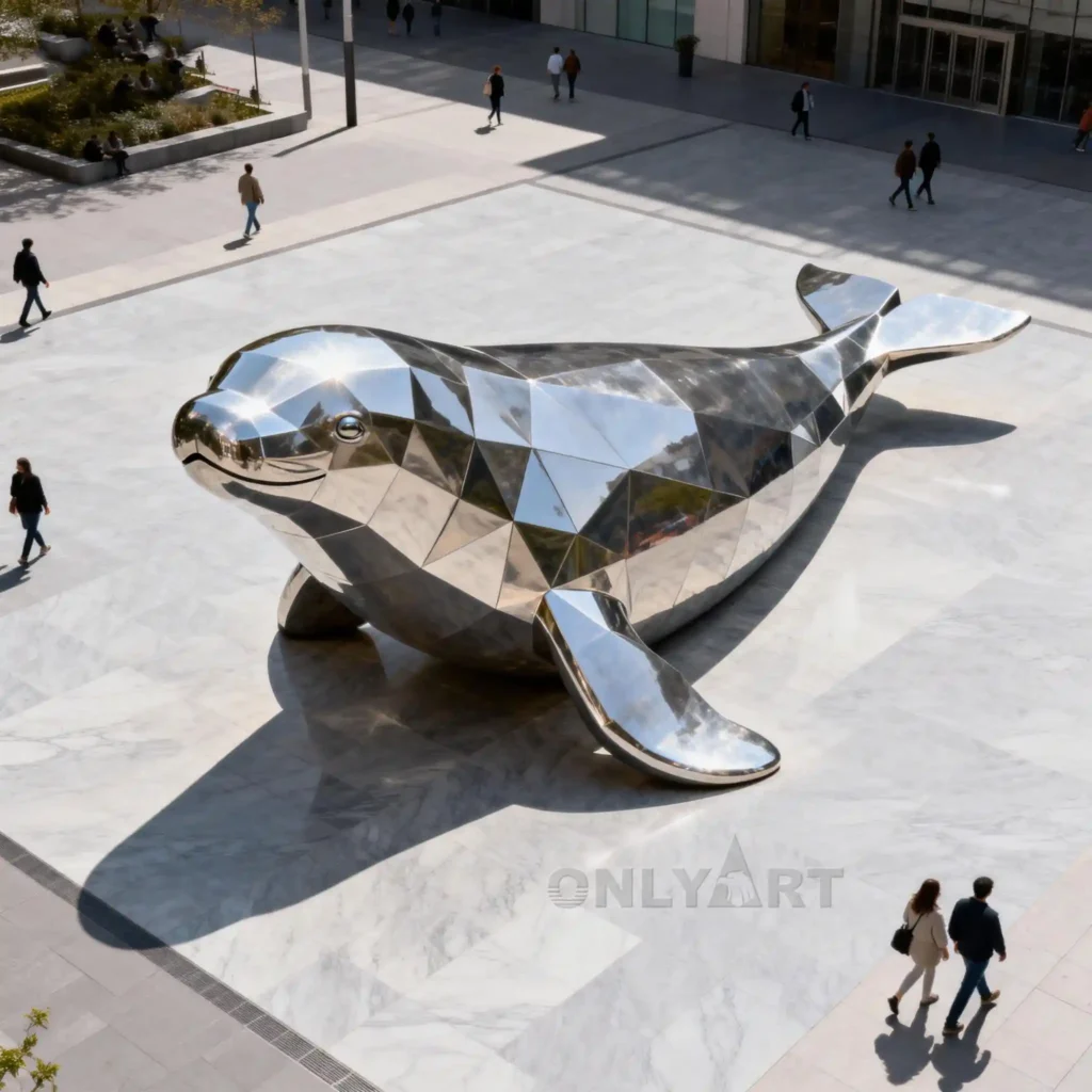 Outdoor Geometric Large Manatee Statue