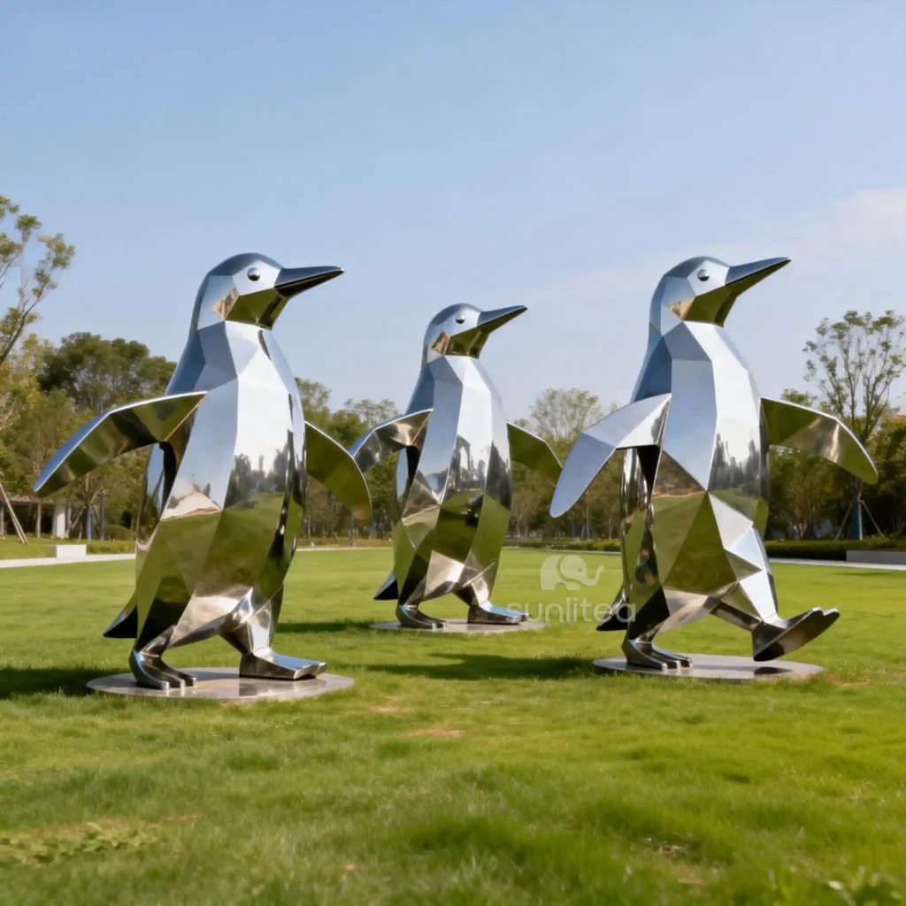 Outdoor Large Metal Penguin Sculpture