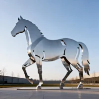 Outdoor Metal Horse Running Silhouette Sculpture